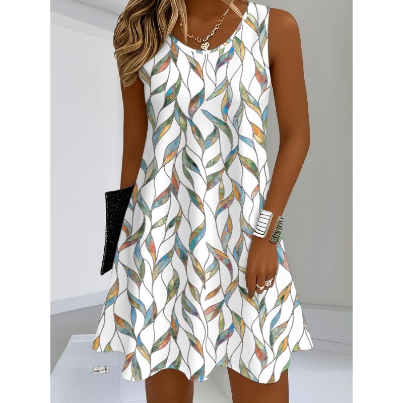 Женское весенне-летнее простое элегантное платье-жилет с принтом S