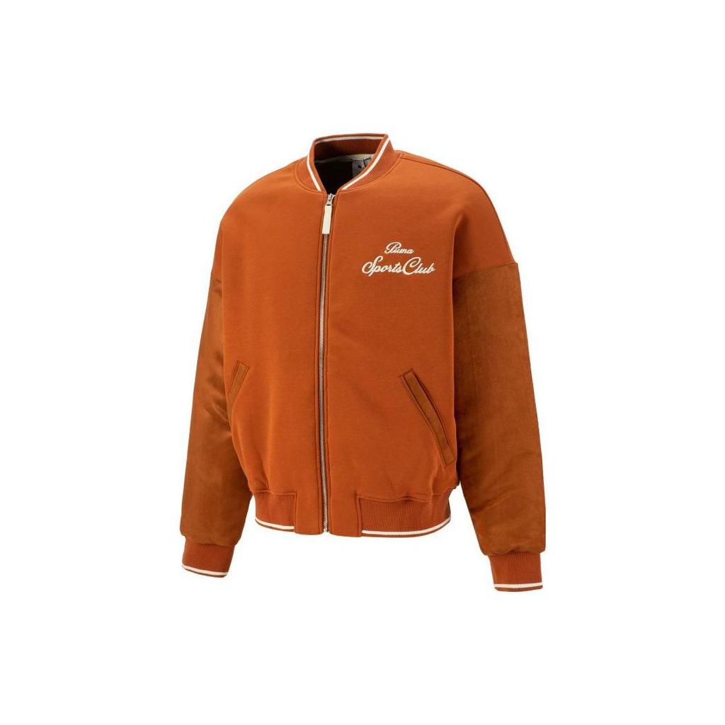 Puma Giacca da baseball con stampa di lettere ricamate serie MMQ da uomo Capispalla Caffè 539587-74
