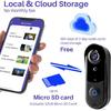 Wireless Video Doorbell Camera with Chime, Smart Home Surveillance Indoor/Outdoor, No Monthly Fee, AI Human Detection, Two Way Audio, Live View,