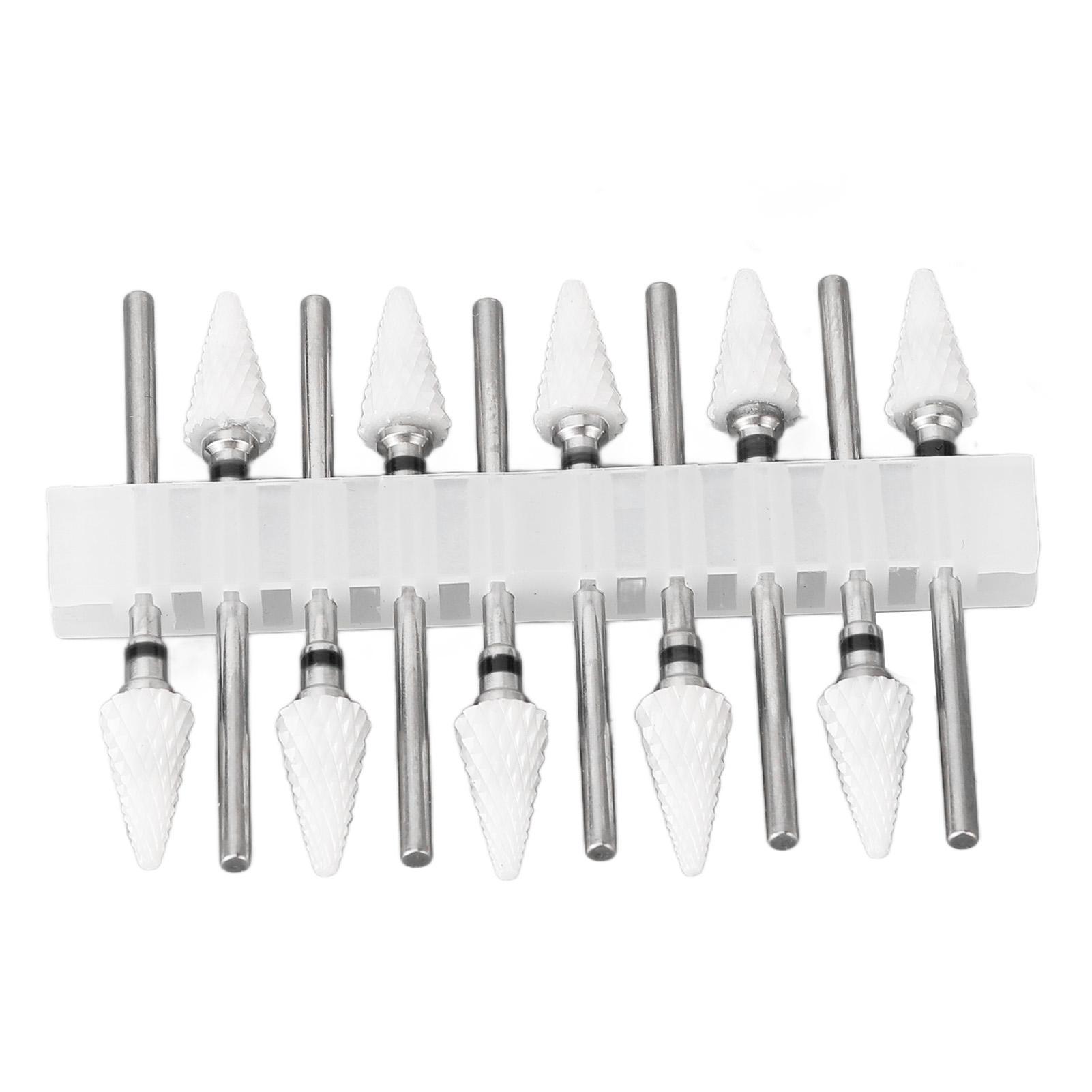 

10pcs Nail Drill Bit Set Professional Home Salon Ceramic Cuticle Remover Bits for Nail Artist чёрный