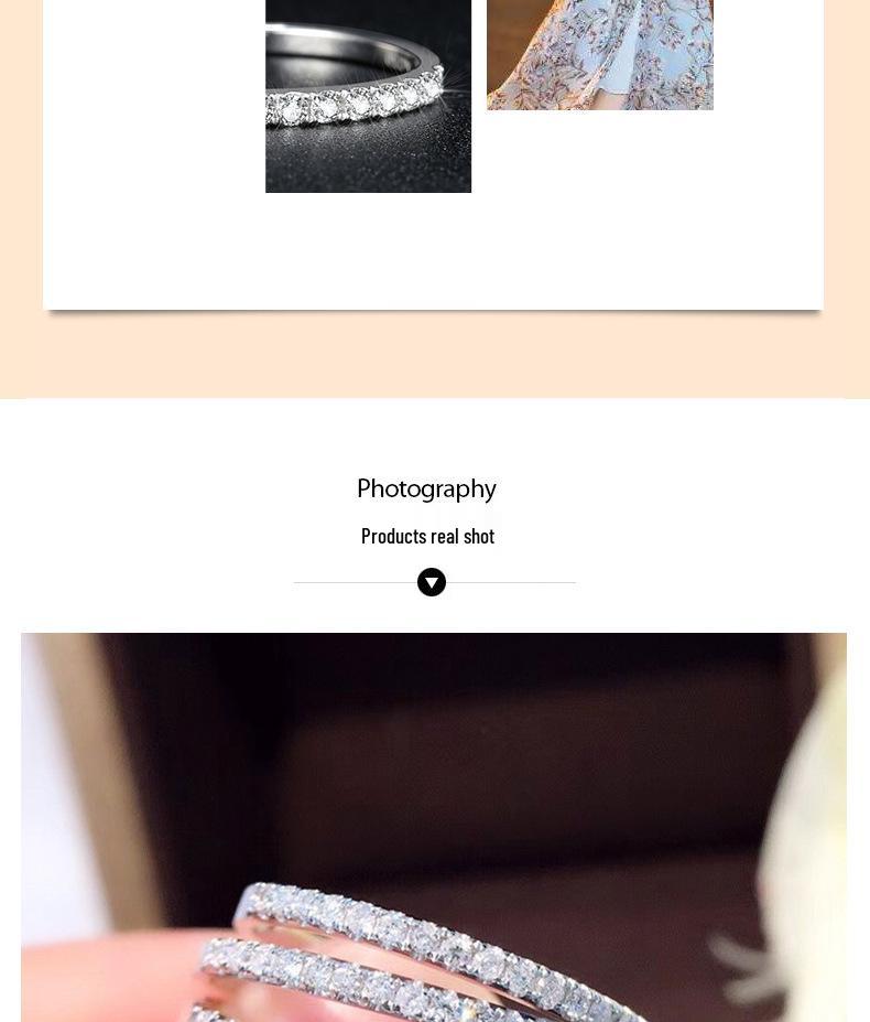 18K Rose Gold s925 Sterling Silver Cubic Zirconia Index Finger Ring for Women – Simulated Diamond Tail Ring
