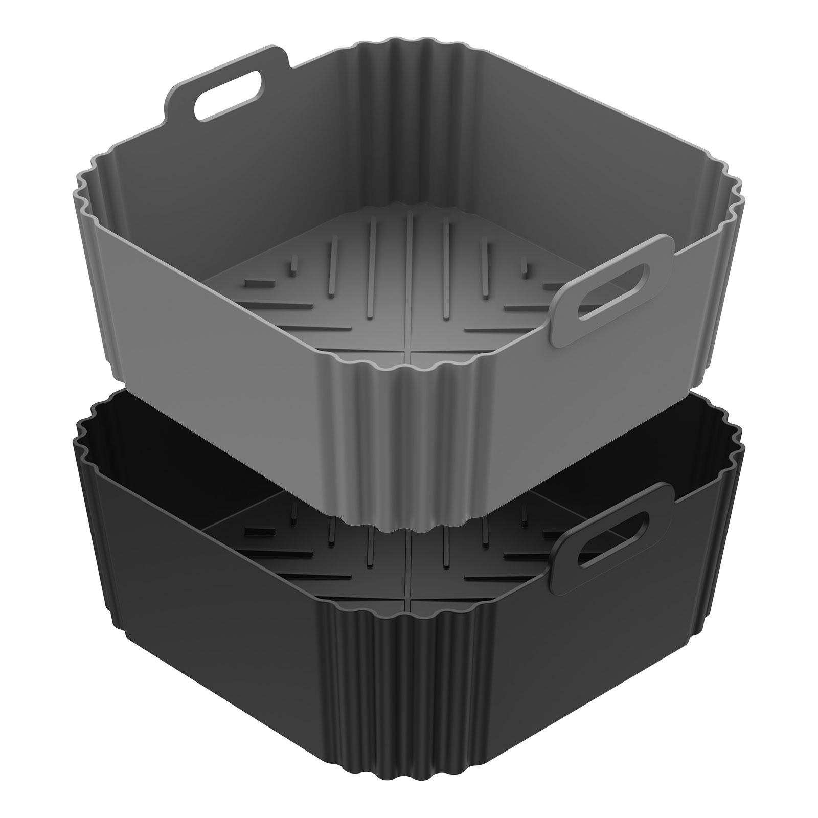 2/4pcs reusable air fryer silicone baskets with dual anti slip handles heat-resistant multi-purpose silicone baskets for Cooking
