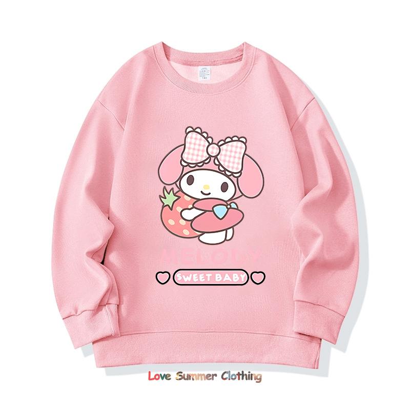 Girls Crewneck Sweatshirt My Melody Sario Cute Hoodie Clothes Kawaii Girls Kuromi Sweatshirt Spring Autumn Sweatshirt Child Tops