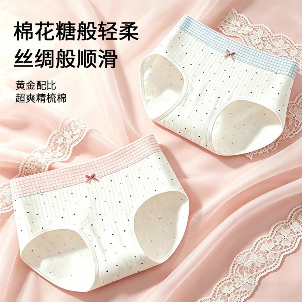 4-pack women's underwear made of pure cotton with extended length, breathable and non hip hugging