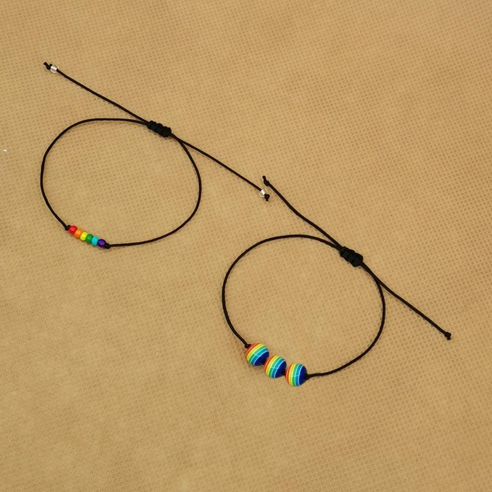 3Pcs/set Boho Rainbow Beaded Bracelet Love Heart Friendship Braided Rope Couple Bracelet  Couples