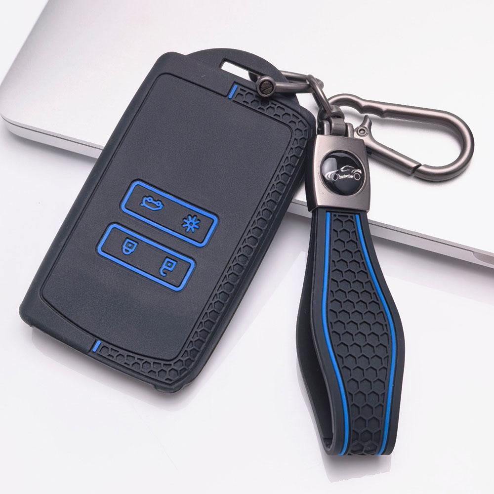 Key Fob Cover for Renault Koleos Kadjar Megane Talisman Espace Captur Clio Scenic with Keychain Anti-Scratch Guard Shockproof Protection