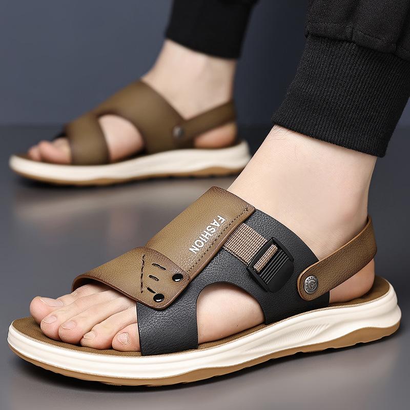 Sandalen Herren 2025 Sommer neue Sandalen Herren Latex Freizeit Strand Schuhe tragen Doppelzweck coole Hausschuhe 2025