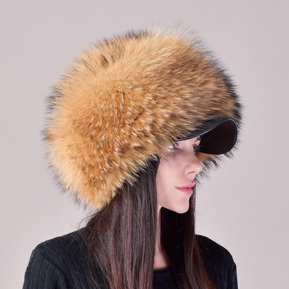 Fox Fur Hat Female Winter Leather Brim Fur Ethnic Style Mongolian Hat Ear Protection Northeast Skiing Korean Version Cycling