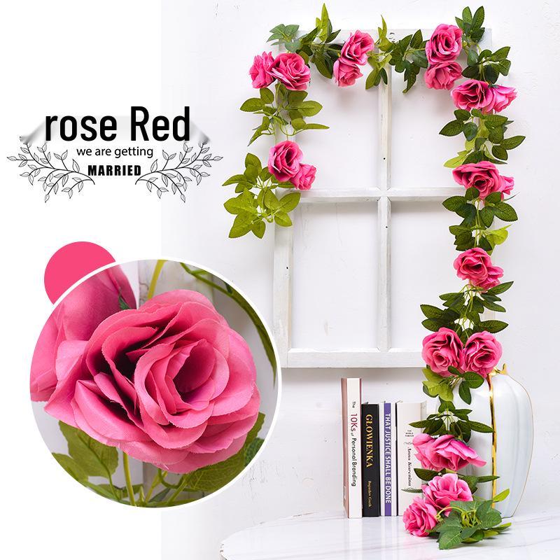 Artificial Rose Vine Ceiling Decor with Rattan for Living Room and AC Pipe Cover