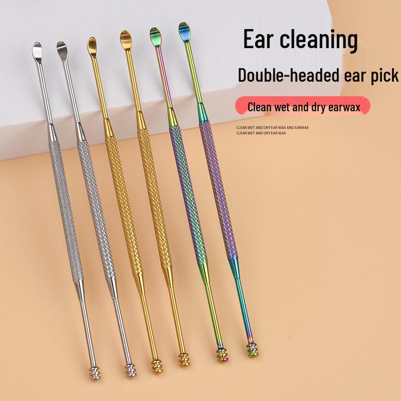 Stainless Steel Double-Headed Spiral Earwax Removal Tool Silver