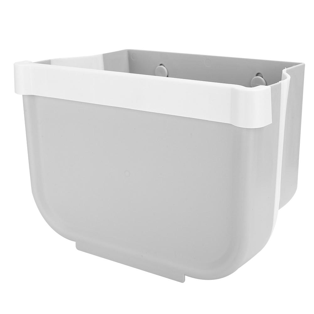 Household Wall Mounted Folding Trash Can Rubbish Garbage Bin for Home Kitchen OfficeGray