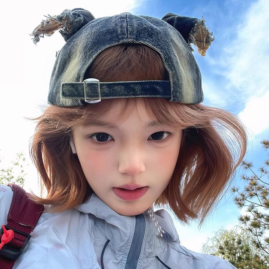 New Designer y2k wasteland style personalized cowboy perforated baseball cap women's three-dimensional ears street duckbill cap