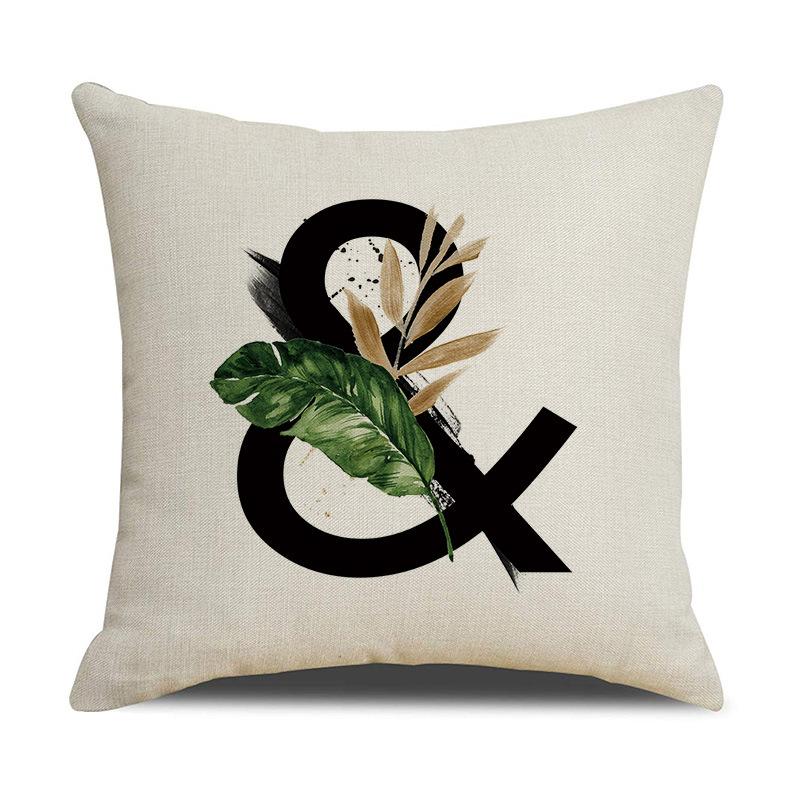 

Classic Letter Pillow Case for Home, Stain-resistant Linen Sofa Pillow, Office Chair, Breathable Waist Cushion linen 45 * 45cm (without pillow core)