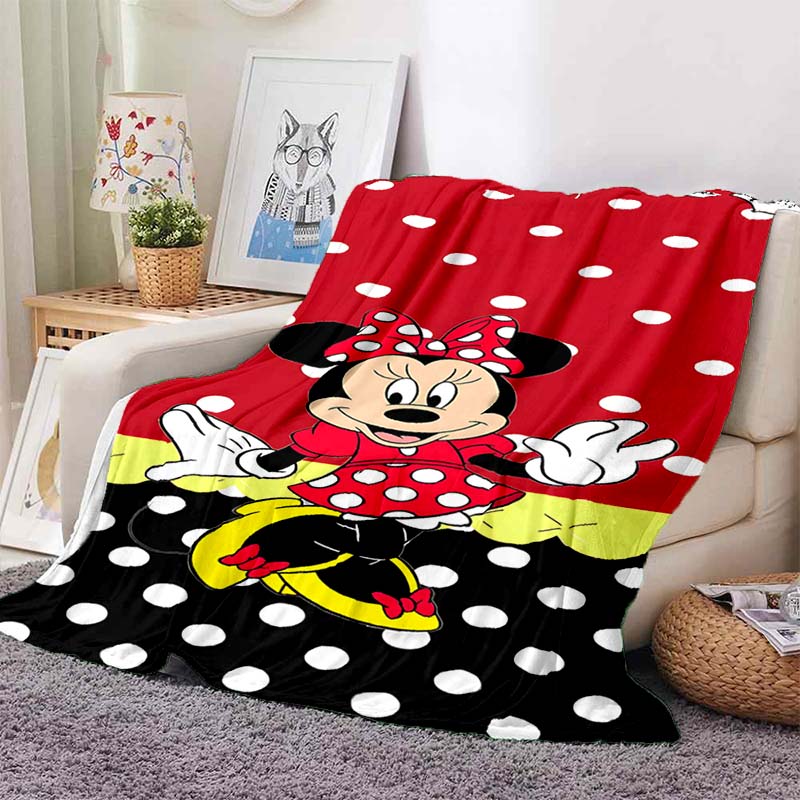 Multi-Sizes Minnie Mouse Cartoon Print Blanket Warm Soft Flannel Material Suitable for All Seasons Adult Children Luxury Gifts