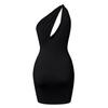 Women's Fashion Slant Shoulder Sexy Hollow Slim Wrap Hip Dress