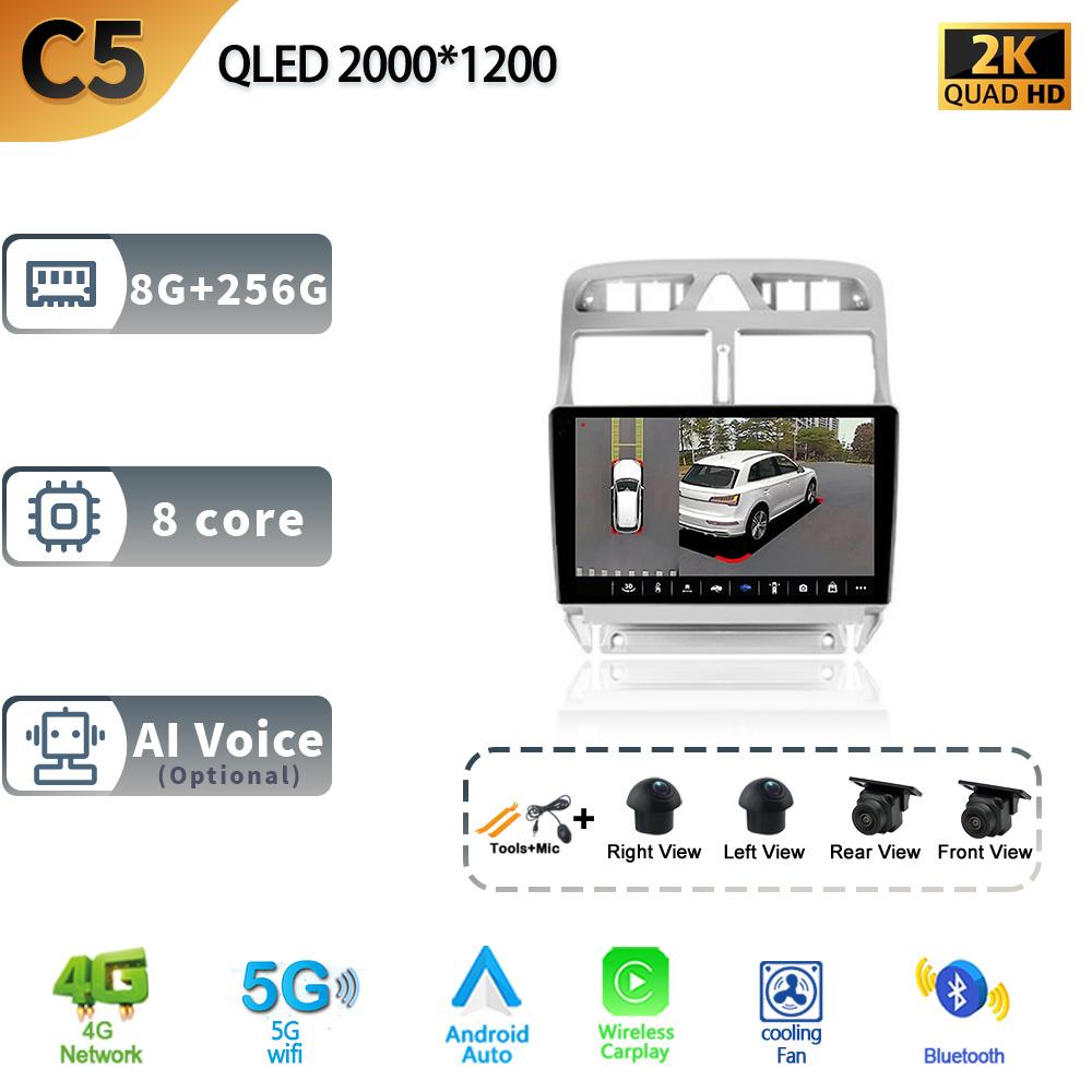 Android 13 Car Radio Wireless Carplay For Peugeot 307 Year 2001-2008 5G Stereo Multimedia GPS Navigation Head Unit Screen