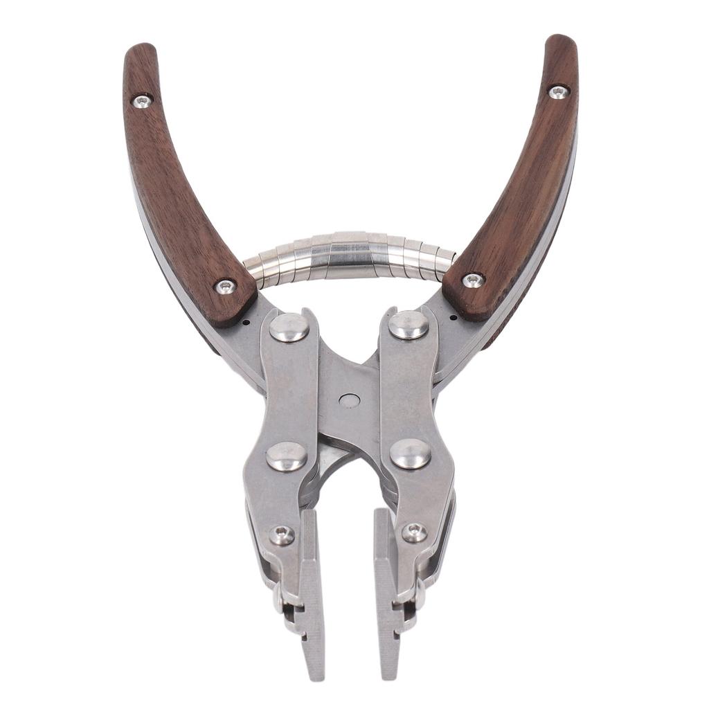 Flat Pliers Wooden Handle Alloy Steel Mouth 38mm Jaw Width Portable Leather Press Pliers