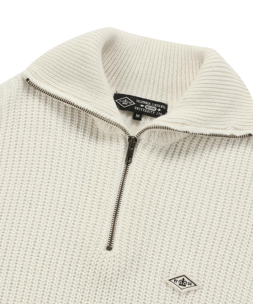 COLUMBIA UNIVERSITY 1754 Crown Overfit Half Zip-Up Sweater Cream