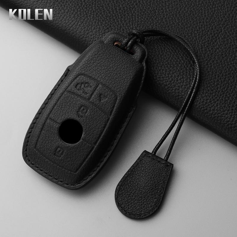 Leather Car Key Case Cover Shell For Mercedes Benz A C E S G Class Glc Cle Cla Glb Gls W177 W205 W213 W222 X167 Amg 3 4 Buttons