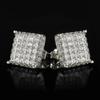 Hip Hop Style Copper Micro-Inlaid Zircon Square Stud Earrings Hiphop Trendy Cool Earrings