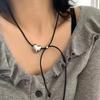 Korean Vintage Metal Heart Leather Necklace for Women - Versatile, Trendy Choker Chain