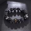 Rogue Handsome Volcanic Obsidian Bracelet: Trendy Adjustable Retro Jewelry for Men & Women.