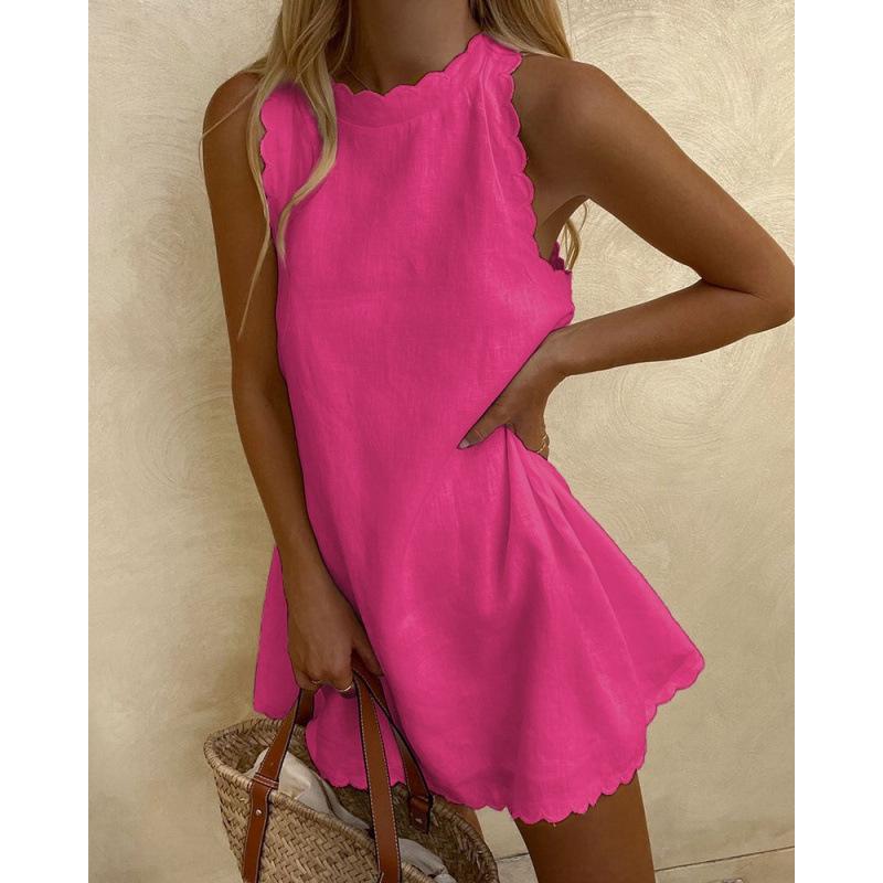 Women's Sexy Solid Color Sleeveless Loose Women's Vest Dress