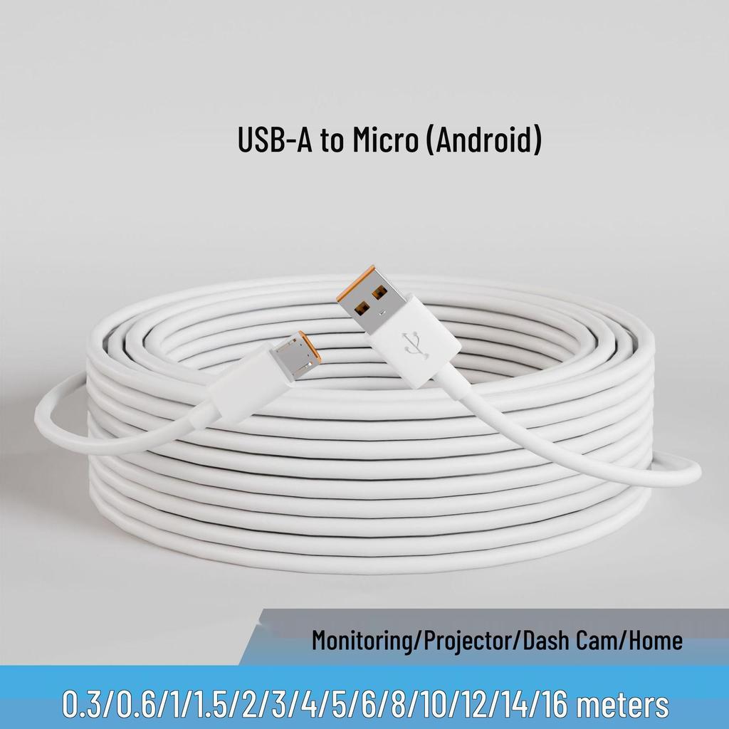 Universal Type-C Data Cable for Android (2m, 3m, 5m, 10m) - Camera, Monitor, Charging Extension