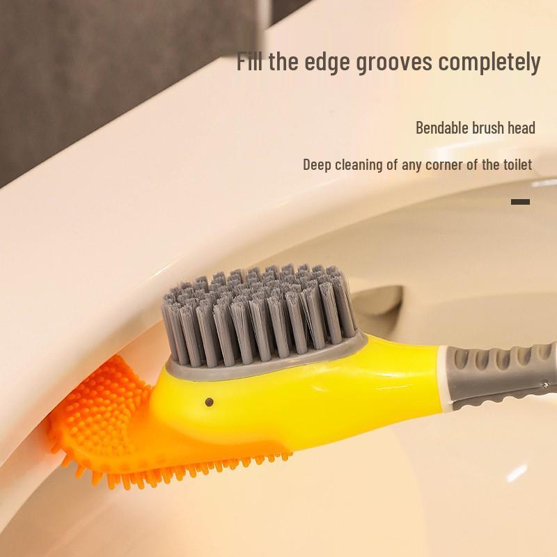 Duck Toilet Brush: Silicone, No-Drill, Wall-Mounted, Bathroom Cleaning Tool