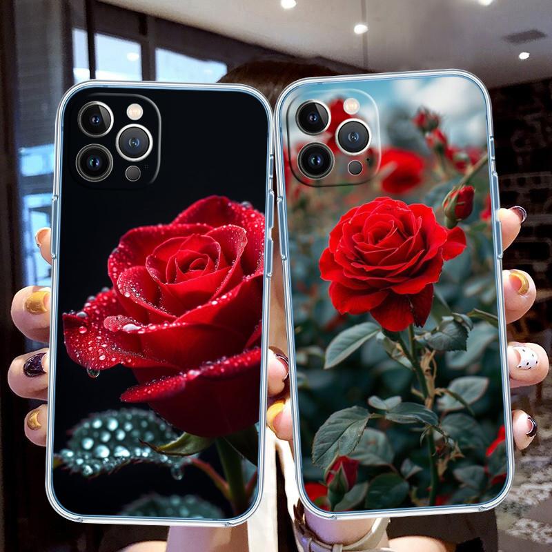 FM8 Beautiful Roses Flower Soft Shell Transparent Phone Case for Motorola Moto G7 G8 G9 G84 G85 G73 G24 G15 Z2 Play Power Plus