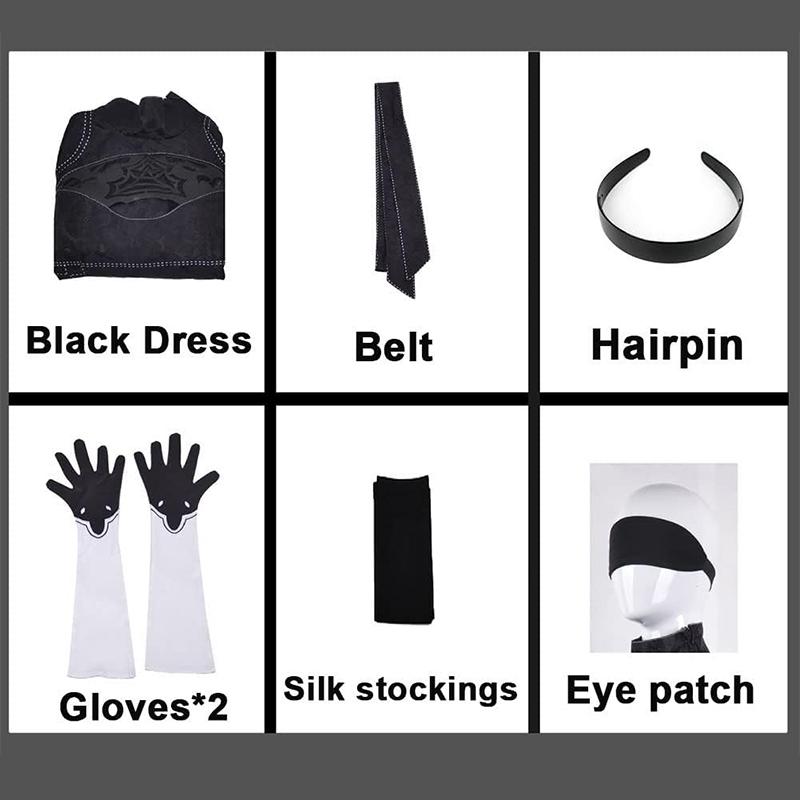 2B Neil cosplay costume, Neil Mechanical Era anime party full set role-playing performance dress set, black dress full set fancy party Halloween