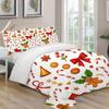 3pcs Christmas Bedding Duvet Cover Festive Holiday Pattern with Gingerbread Men Candy Canes Red Bows Orange Slices Holly Berries
