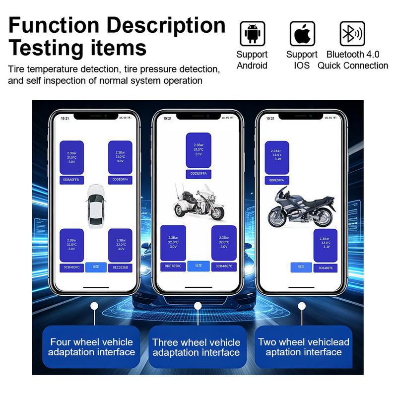 Phone Display External Alarm Tire Pressure Sensors Bluetooth APP Car TPMS Tire Pressure Monitoring System Motorcycle Car 2/4PCS