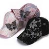 Butterfly Lace Rhinestone Thin Breathable Baseball Cap - Summer Fashion Embellished Sun Visor for Women