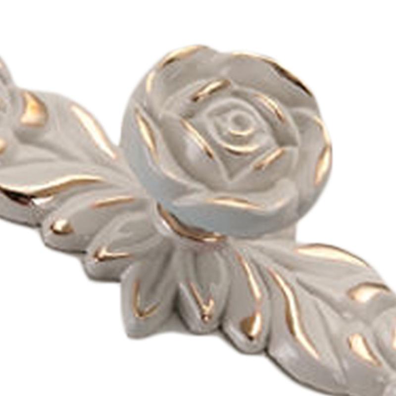 Euro Rose Cabinet Knobs Vintage Exquisite 3D Zinc Alloy Flower Drawer Pull Handles for Kitchen Bedroom and Bathroom