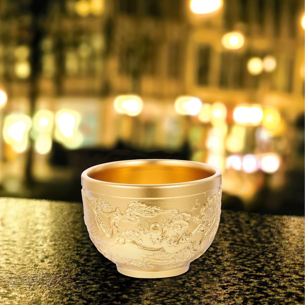 2PCS Dragon Phoenix Bronze Teacup Vintage Copper Cup Elegant Design Reusable Practical Beautiful Creative Tea Cup