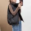 Autumn Winter Women's Vest Jacket Down Cotton Vest All-match Hooded  Sleeveless Loose Female Waistcoat Outwear Tops