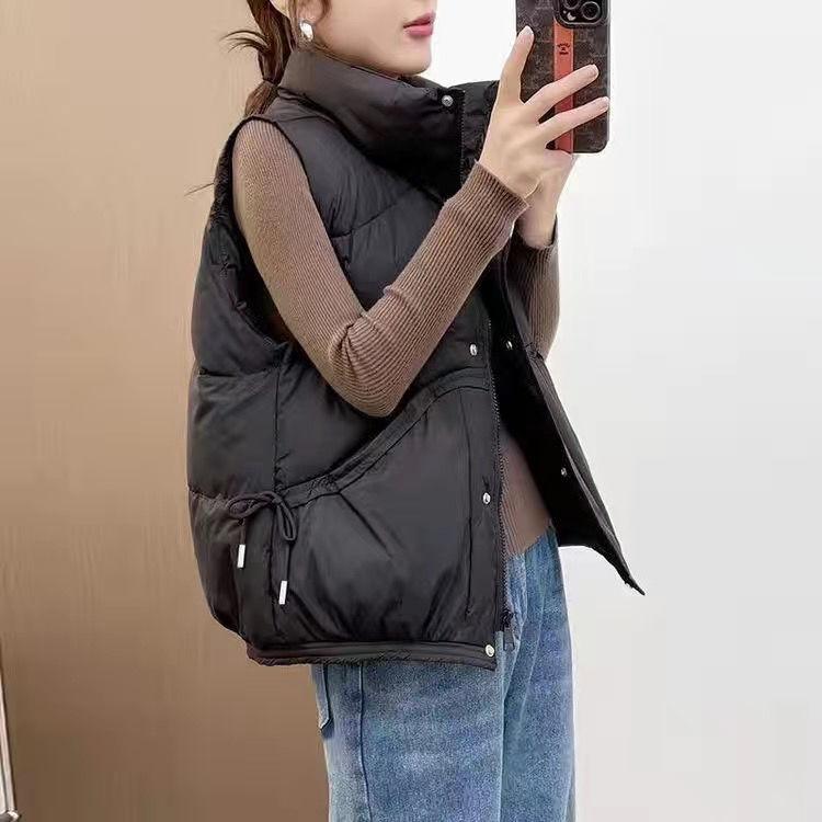 Autumn Winter Women's Vest Jacket Down Cotton Vest All-match Hooded Sleeveless Loose Female Waistcoat Outwear Tops