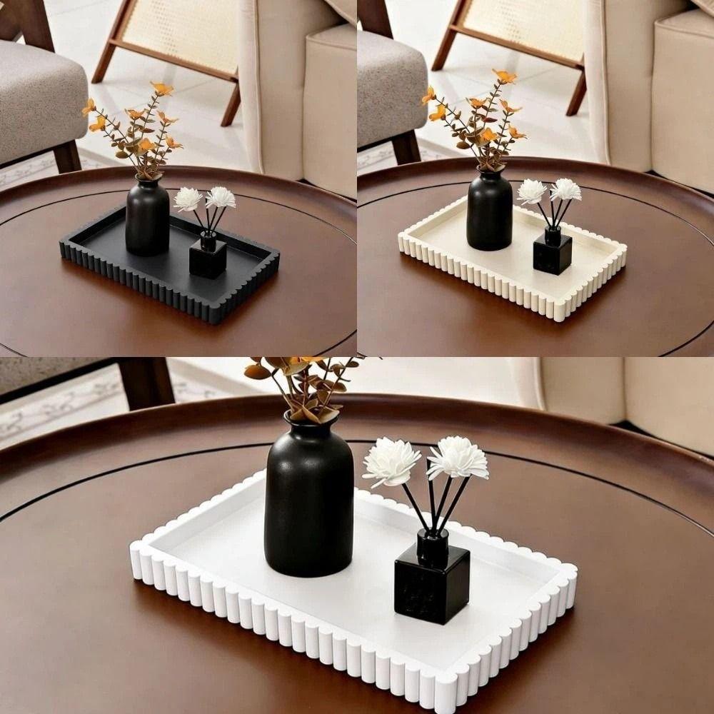 Serving Tray Silicone Candle Holder Tray Wavy Square Decorative Tray Multi-purpose Modern Table DecorationTrays Coffee Table