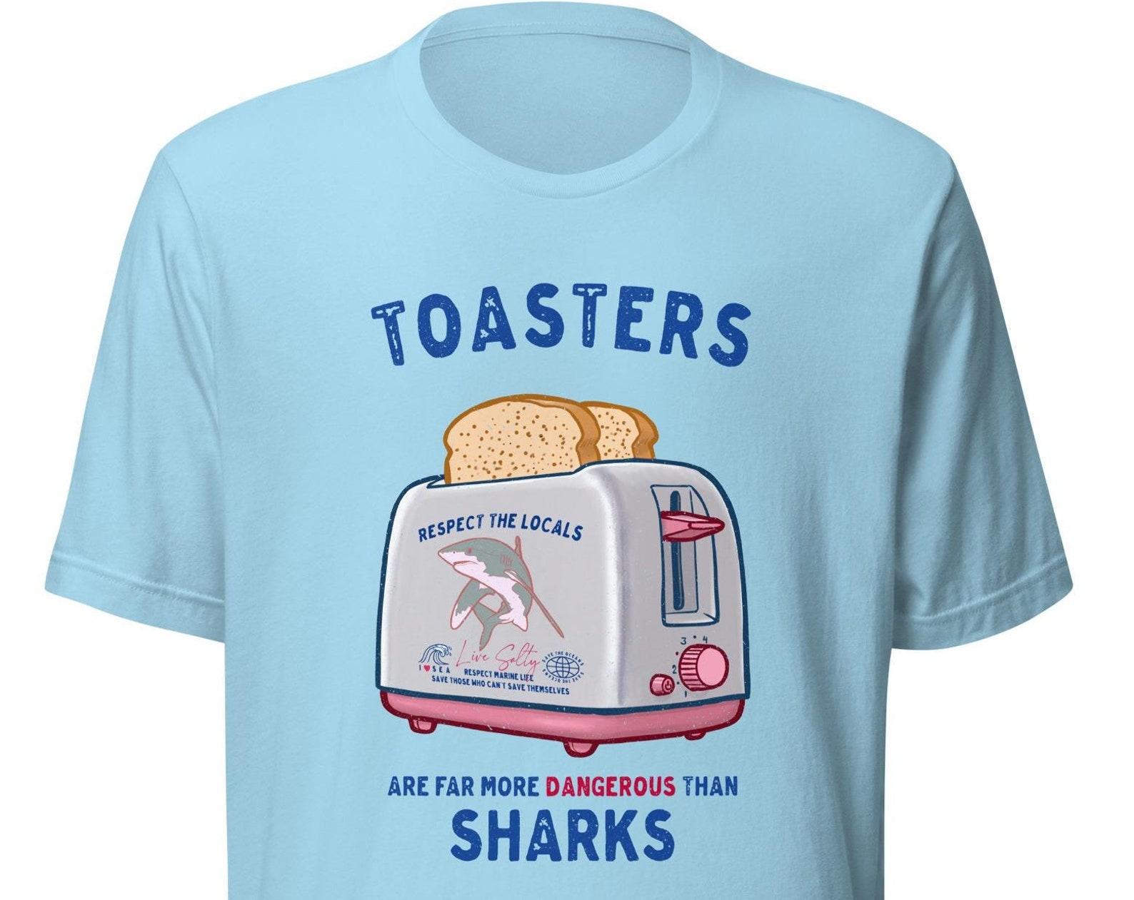 Toasters Shark Graphic T-Shirt, Beachy Ocean Tee 2XL