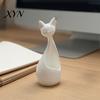 Desktop Succulents Holder Cute Cat-Shaped Sculpture, Hollow Out Ceramic Kitty Flower Pot with Smiling Face, Adorable Modern Planter Decor &