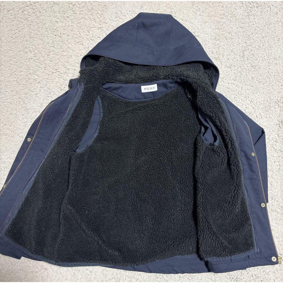 PLST Plaste Mountain Parka M size with boa liner 2way navy outer blouson navy blue
