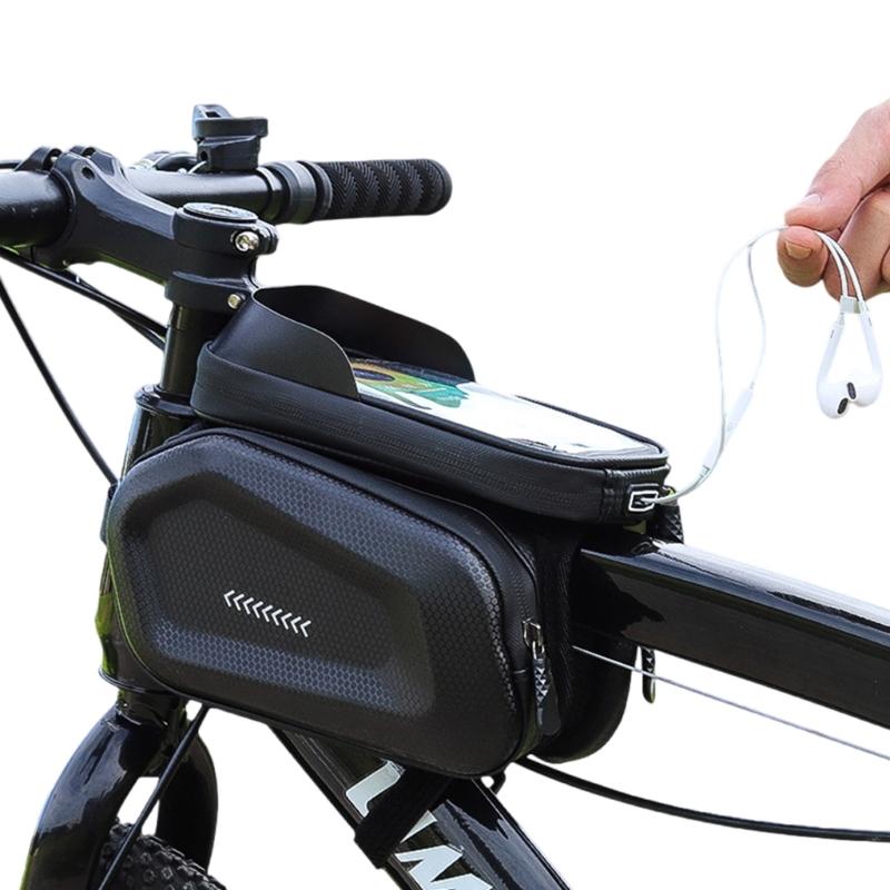 Large Capacity Waterproof Bicycles Front Top Tube Pouches Panniers Phone Mount Holder Handlebars Bag with Touch Screens