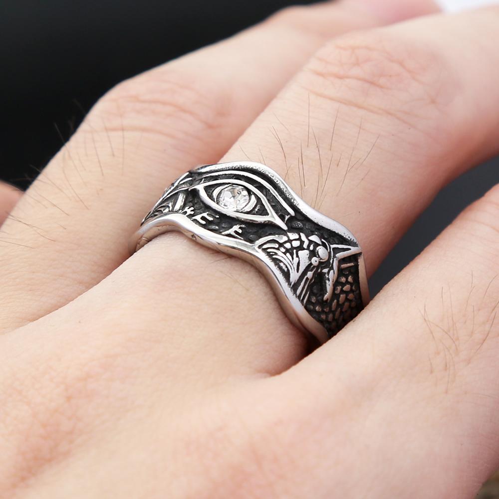 New Gothic Vintage Domineering Devils Eye Rings for Men Boys 316L Stainless Steel Fashion Opening Amulet Ring Biker Jewelry Gift