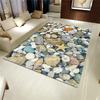 3D Stone Big Carpet for Living Room Colorful Cobblestone Printed Rug for Bedroom Kitchen Mat Anti-slip Bathroom