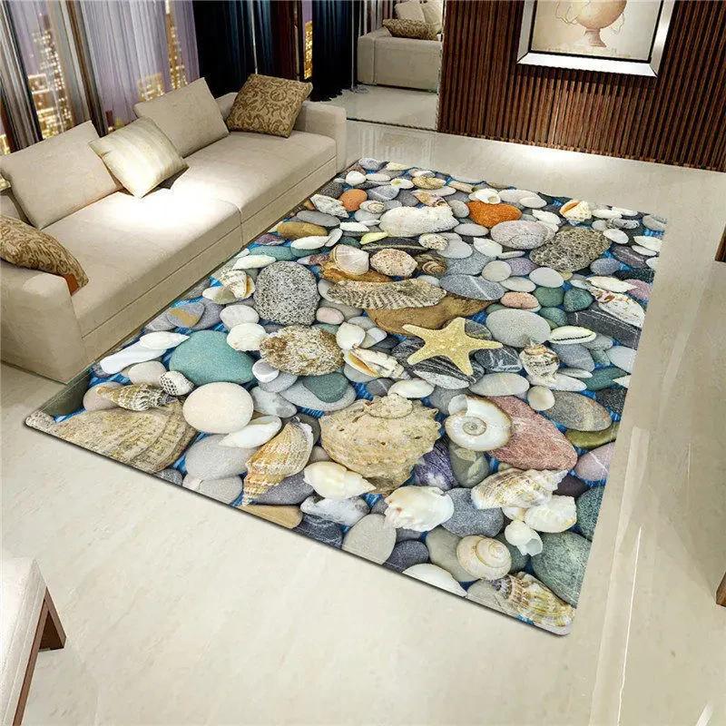 

3D Stone Big Carpet for Living Room Colorful Cobblestone Printed Rug for Bedroom Kitchen Mat Anti-slip Bathroom 40x60cm 16x24 inch