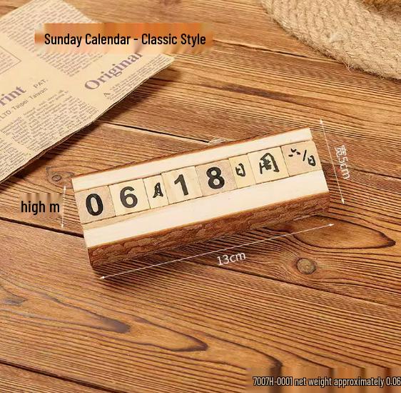 Creative Wooden Calendar Ornament - Small Desktop Date Display & Photo Props