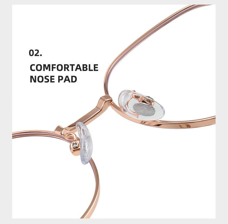 Anti-Blue Light Artistic Oval Metal Frame Prescription Glasses for Students