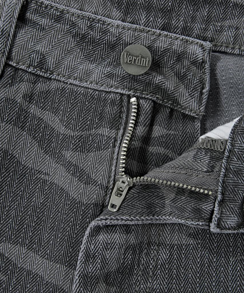 Beodeonteu Curved Cut Camo Herringbone Wide Cotton Pants [Charcoal]