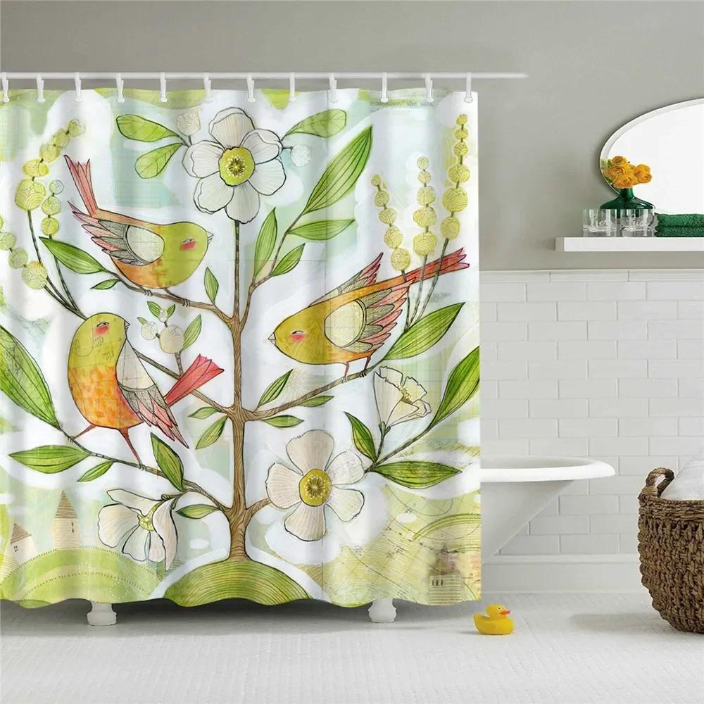 3D Tree Scenery Shower Curtains Bathroom Curtains High Quality Waterproof Polyester Bath Curtain with 12 Hooks for Home Decor